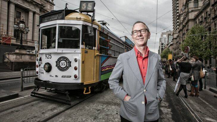 MELBOURNE,AUSTRALIA 30 SEPTEMBER 2013: Photo of artist Jon Campbell who designed ane of the art trams that will be rolling around during the Melbourne Festival, on Monday 30 September 2013. THE AGE / LUIS ENRIQUE ASCUI Photo: Luis Enrique Ascui