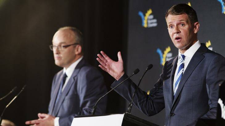 Premier Mike Baird and and Labor leader Luke Foley take part in a debate in February. Photo: James Brickwood