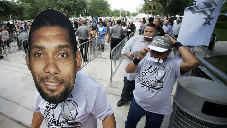 Disclaimer: This is not actually Tim Duncan. San Antonio Spurs fans arrive for Game 1 of the NBA finals between the San Antonio Spurs and the Miami Heat in San Antonio. Photo: AP