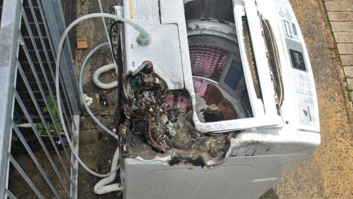 Top of a damaged machine at a Coogee home in January this year.
 Photo: Fire and Rescue NSW