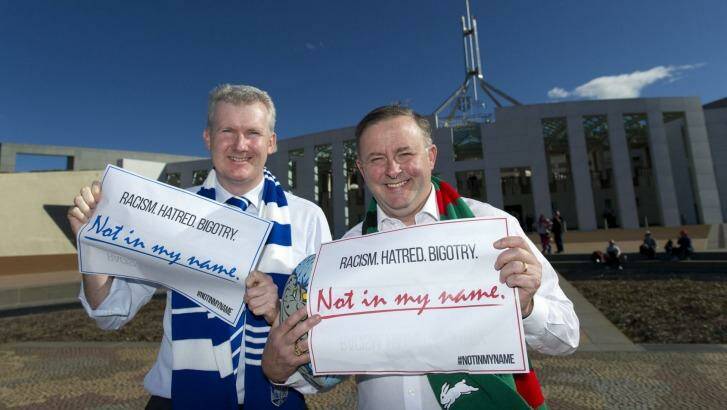 Labor frontbenchers Tony Burke and Anthony Albanese back the "Not in my Name" campaign. Photo: David Foote