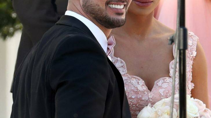 Salim Mehajer and Constance Siaf attend Kat Mehajer's wedding. Photo: Andrew Murray