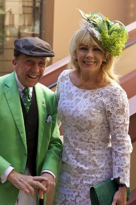 Melbourne philanthropist Hal Salter and Michele Bartley at the CatholicCare St Patrick's Day Charity Lunch. Photo: Henry Garriock