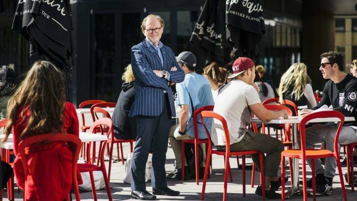University of Canberra Vice Chancellor Stephen Parker outside at the UC's new cafe and bar area.  Photo: Rohan Thomson