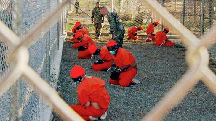 A holding area at Camp X-Ray at Guantanamo Bay in 2002.