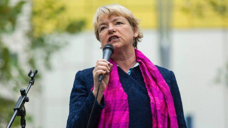 MELBOURNE, AUSTRALIA - APRIL 02:  Australian Greens Senator Janet Rice speaks at a rally against government cuts to the CSIRO at the State Library of Victoria on April 2, 2016 in Melbourne, Australia.  (Photo by Paul Jeffers/Fairfax Media)