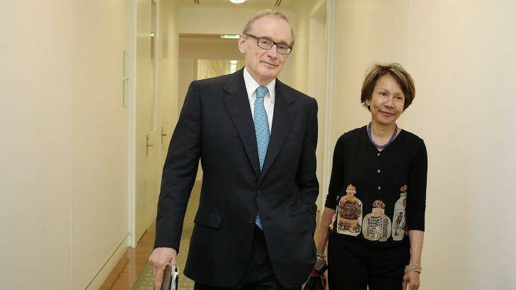 Former foreign minister Bob Carr and his wife Helena. Photo: Alex Ellinghausen
