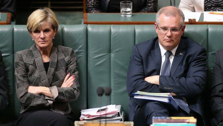 Ms Bishop's support for the principle of the reform means Scott Morrison is the only potential Liberal leadership contender who opposes allowing gay couples to marry. Photo: Andrew Meares