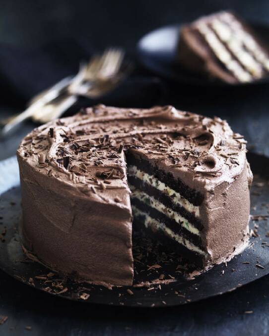 Chocolate and ricotta layer cake with buttercream icing <a href="http://www.goodfood.com.au/good-food/cook/recipe/chocolate-and-ricotta-cake-20120424-29tzy.html"><b>(Recipe here).</b></a> Photo: William Meppem