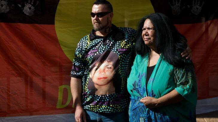 Muriel Walker-Craig, the mother of Bowraville victim Colleen Walker-Craig, is comforted by Greg Simmonds. Photo: Janie Barrett