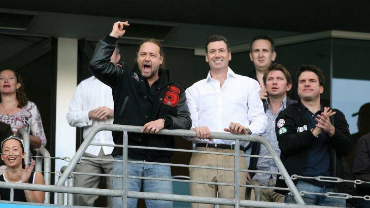 South Sydney saviours: Russell Crowe and Peter Holmes a Court. Photo: Craig Golding 