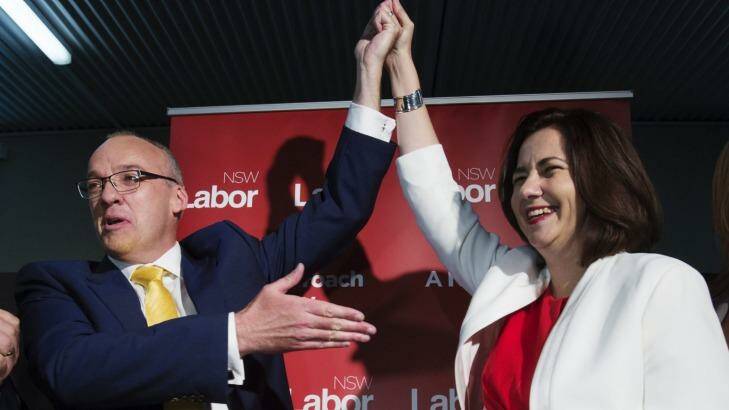 NSW Labor leader Luke Foley with Queensland Premier Annastacia Palaszczuk.  Photo: James Brickwood