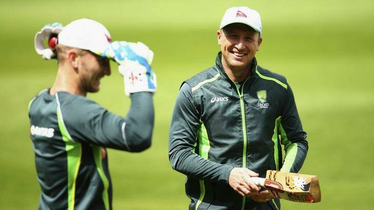 Successful successor: Brad Haddin with Peter Nevill during the Ashes tour. Photo: Getty Images 