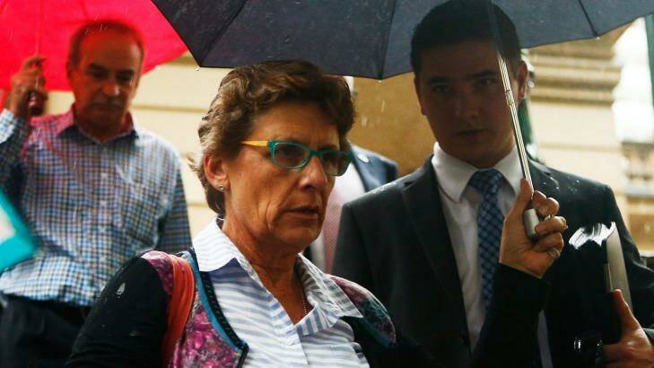 Liz Noble, the mother of Rozelle store explosion victim Chris Noble, leaves Central Local Court in January. Photo: Daniel Munoz