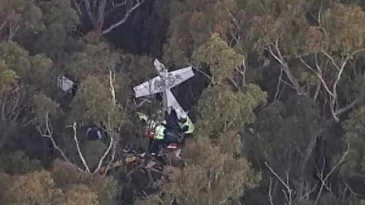 The light plane crashed over dense bush at Wedderburn in south-west Sydney. Photo: Nine News/Twitter