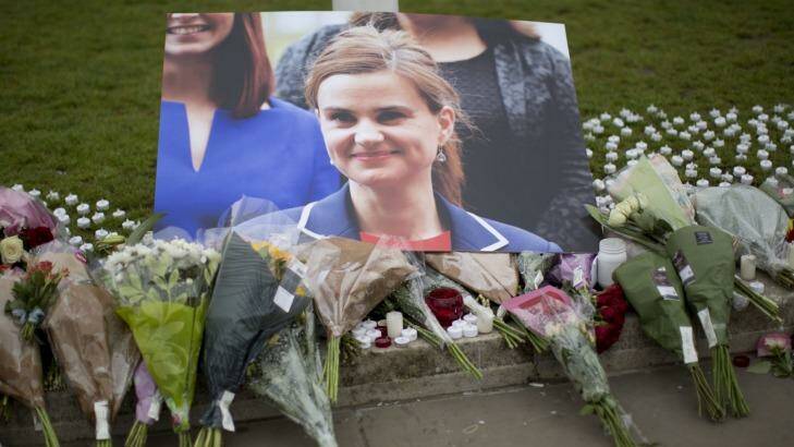 Tributes for Jo Cox in Parliament Square, London. Photo: Matt Dunham/AP