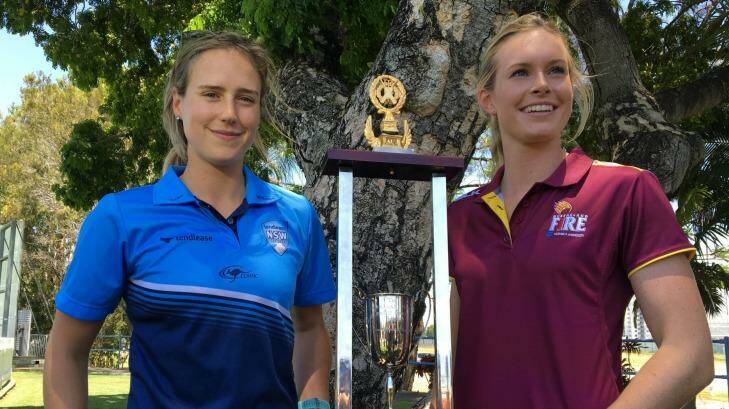 FInal clash: NSW's Ellyse Perry with Queensland's Holly Ferling on Friday.