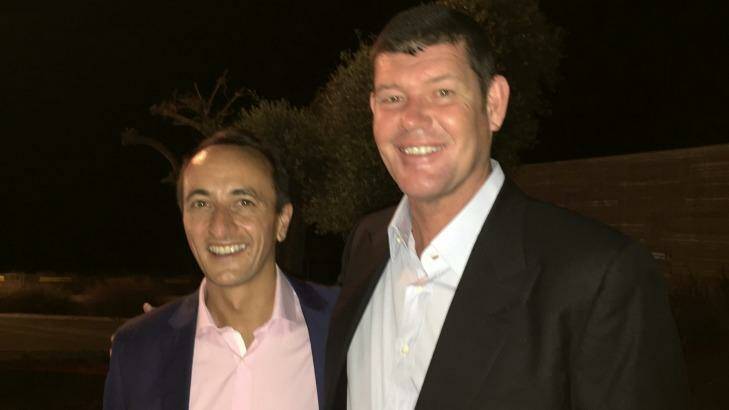 Australian ambassador Dave Sharma (left) and James Packer at the Australian embassy's "Ozraeli" celebration at Jaffa in September 2016. Photo: Catherine Armitage
