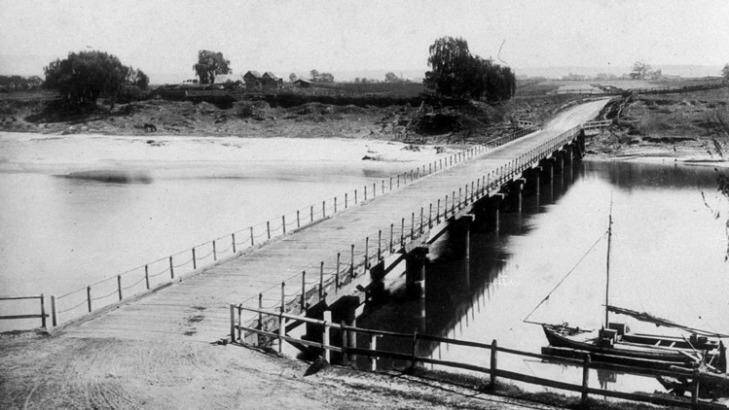 The heritage-listed Windsor Bridge over the Hawkesbury River was constructed in 1874. Photo: State Library of NSW