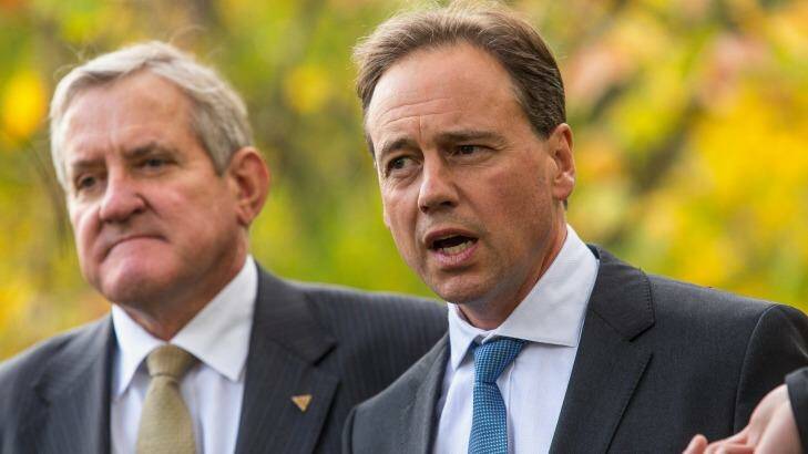 Environment Minister Greg Hunt, with Industry Minister Ian Macfarlane. Photo: Chris Hopkins