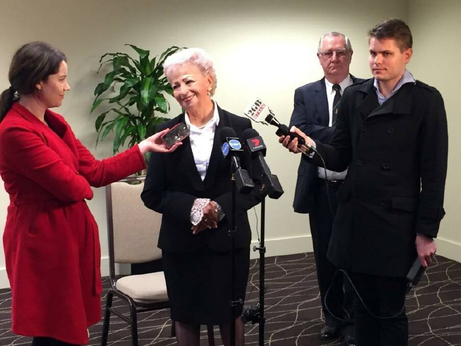 Wrongfully jailed woman Roseanne Beckett speaks to the media after winning $2.3 million in damages on August 24 2015. Photo: Stephanie Gardiner
