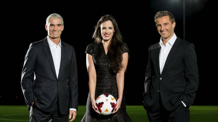 Craig Foster, Lucy Zelic, David Zdrilic host SBS' A League coverage.
