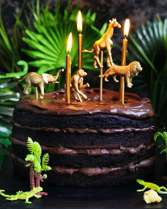 Gluten-free chocolate birthday cake with soft cocoa icing <a href="http://www.goodfood.com.au/good-food/cook/recipe/glutenfree-chocolate-birthday-cake-with-softset-cocoa-icing-20160502-4ed0e.html"><b>(Recipe here).</b></a> Photo: William Meppem
