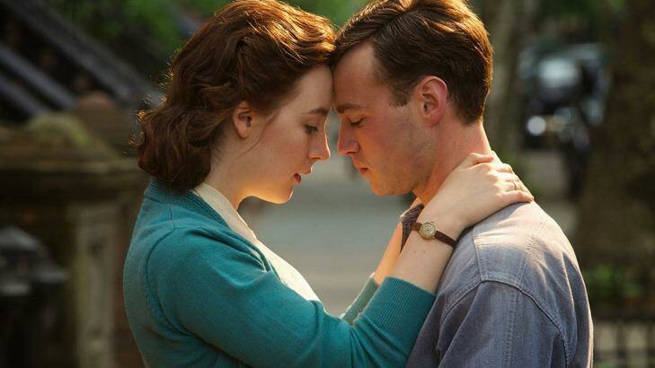 When Eilis (Saoirse Ronan) emigrates to New York, she becomes involved with plumber Tony (Emory Cohen). Photo: Supplied