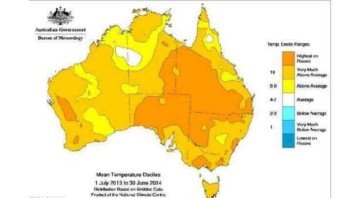 A record 12 months to the end of June for mean temperatures. Photo: BoM