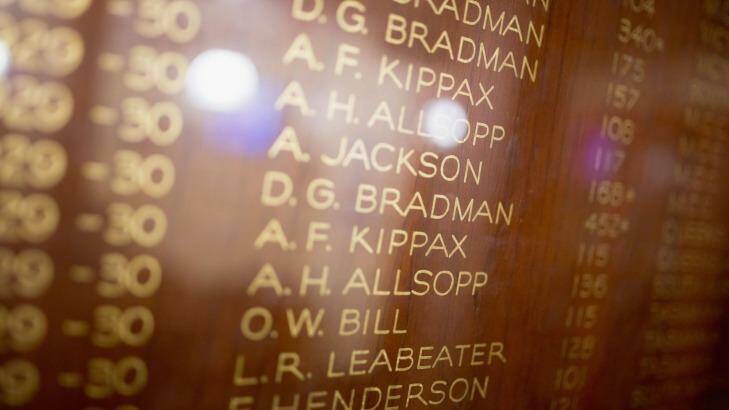 Sir Donald Bradman's 452 not out is commemorated at the SCG. Photo: Cole Bennetts