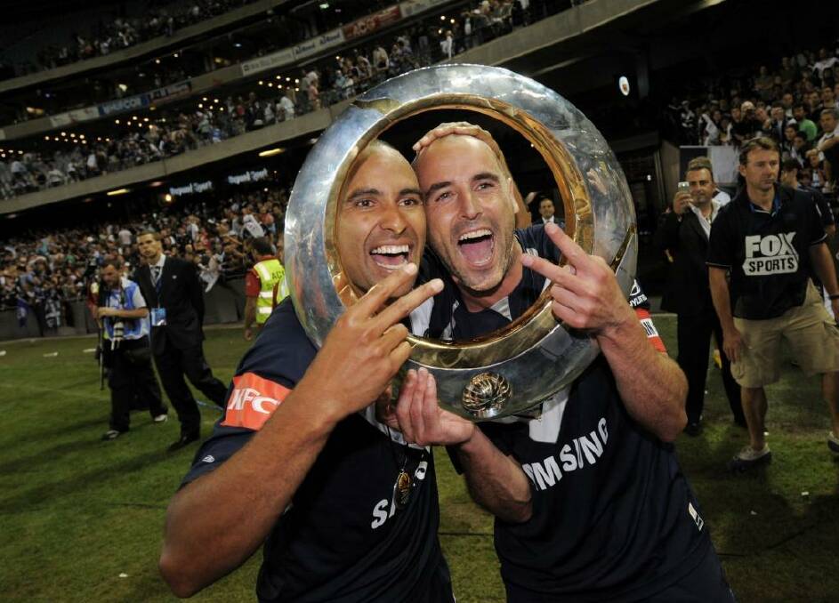 Archie Thompson and Kevin Muscat are two of the legends of the club who were recognised on Saturday night. Photo: Vince Caligiuri