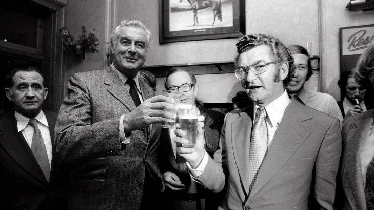 Bob Hawke, pictured with Gough Whitlam, is a legendary beer drinker. Photo: Rick Stevens