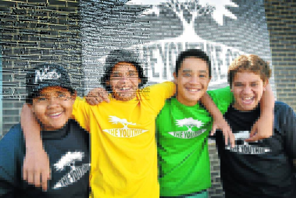 BRIGHT FUTURE: From left, Tevita Tavo, Isaac McGrady, Koen Reiri and Kein Knox are excited at the opportunities the new $3 million youth centre in Coledale will bring. Photo: Geoff O’Neill 100415GOA01