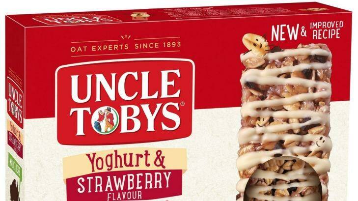 Uncle Tobys' new Yoghurt and Strawberry bar has less sugar, fat and salt and more fibre. Photo: Supplied