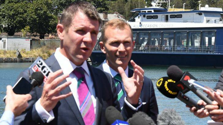 Premier Mike Baird and Planning Minster Rob Stokes at Sydney Fish Market on Monday. Photo: Peter Rae