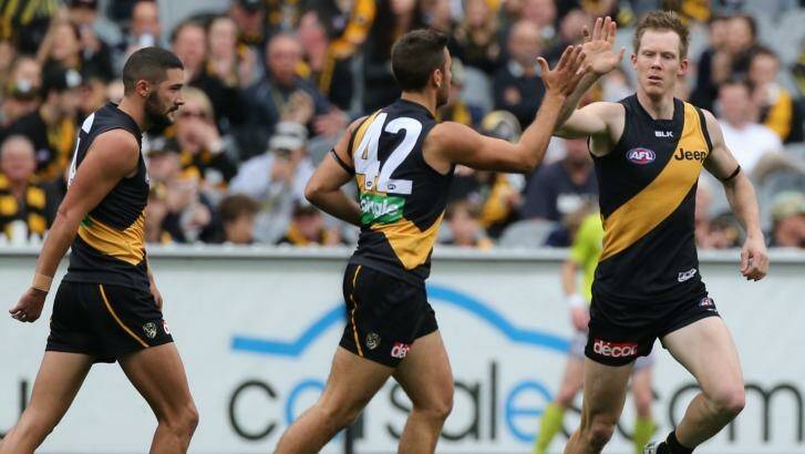 High five: Fans will see plenty of  the Tigers at the MCG. Photo: Wayne Taylor