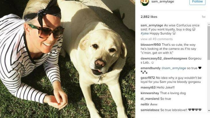 Samantha Armytage is a well-known dog lover, often posting pictures of her dog Jake. Photo: Instagram