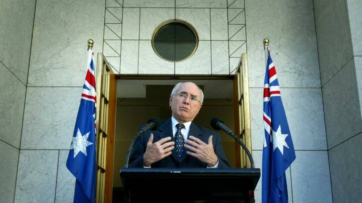 John Howard at a press conference talking the Iraq war. Photo: Penny Bradfield