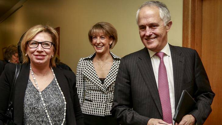 Rosie Batty with Prime Minister Malcolm Turnbull and Minister for Women Michaelia Cash last week. Photo: Eddie Jim