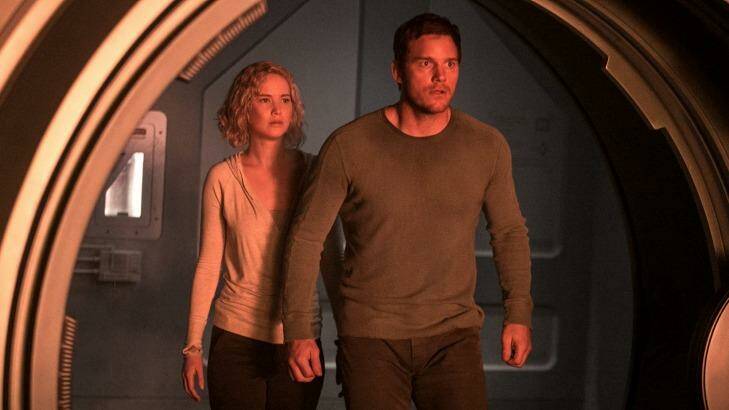 Chris Pratt and Jennifer Lawrence in the upcoming <i>Passengers</i>. Photo: Roadshow