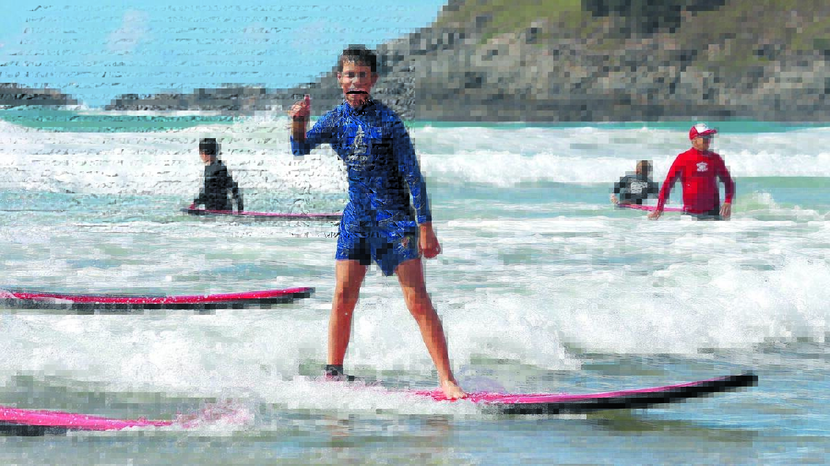 Hamish McPherson about to hang ten. Not a bad day for school! ... Calrossy s Year 7 boys recently went surfing at Coffs Harbour.