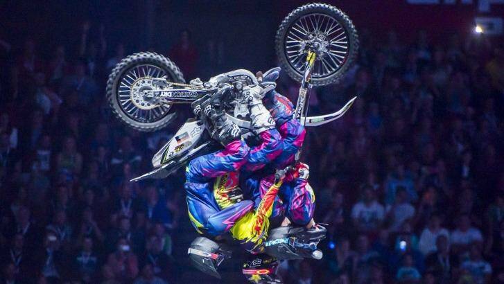 Nitro Circus' motorcycle stunts. Photo: Mark Watson