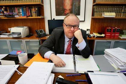 "Look at what ICAC has achieved": Geoffrey Watson in his office. Photo: Rob Homer