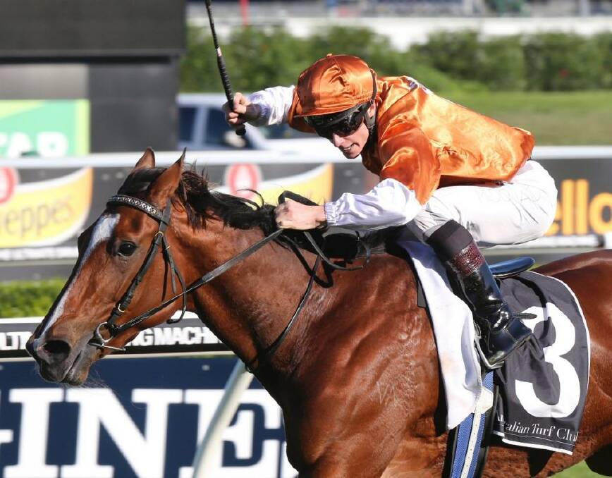 Rising star: James McDonald and Rising Romance take the Australian Oaks over the Caulfield Cup distance of 2400m at Randwick in April. Photo: Damian Shaw