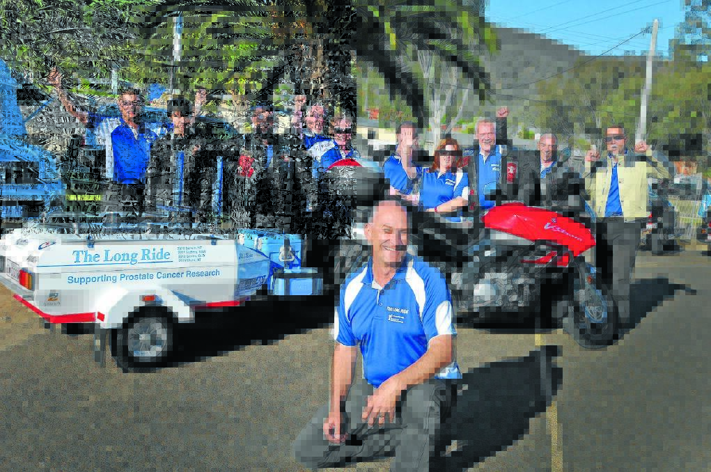 RAISING AWARENESS: Keen motorcyclists stopped a night in Tamworth for the first leg of the long ride for prostate cancer, with co-ordinator Terry Lubomirski out front. Photo: Geoff O Neill 280914GOD01