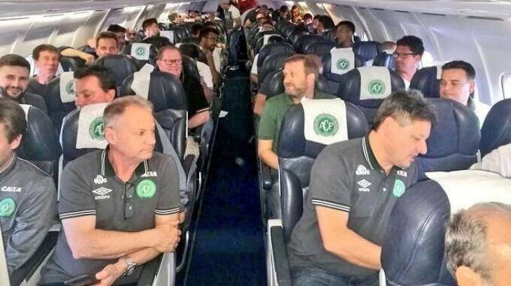 Footballers from Brazilian team Chapecoense on board the plane that crashed in Colombia. Photo: @AndresFelipe/Twitter