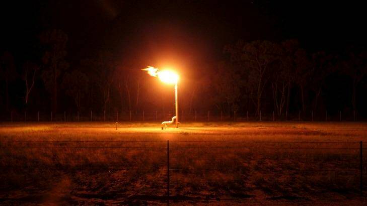 Flaring at the Narrabri gas project in the Pilliga. Photo: Dean Sewell