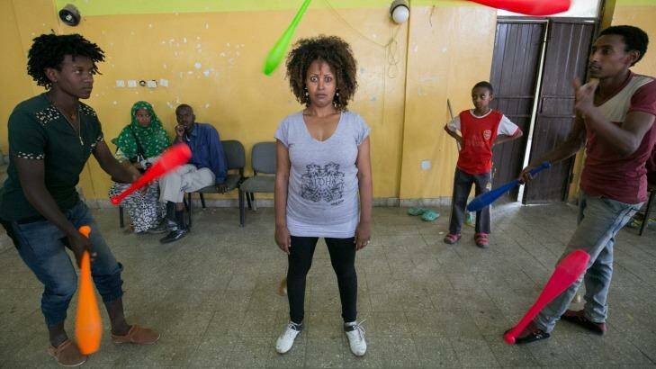 Australian circus star Sosina Wogayehu at her Gamo Circus School of Ethiopia in the capital, Addis Ababa. Photo: Colin Cosier
