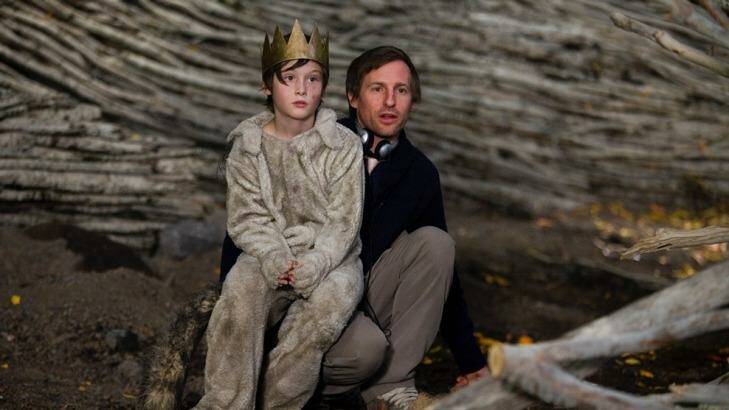 Spike Jonze with Max Records on the set of <i>Where the Wild Things Are</i>. Photo: Supplied