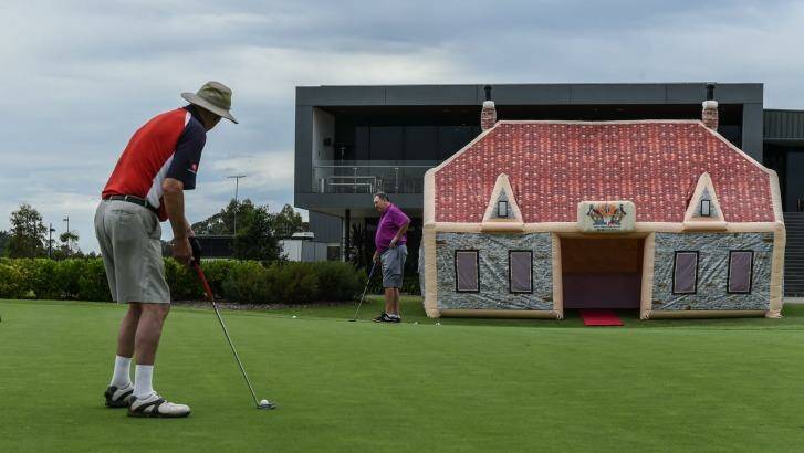 House of fun: the inflatable pub at Stonecutters Ridge Golf Club. Photo: Brendan Esposito